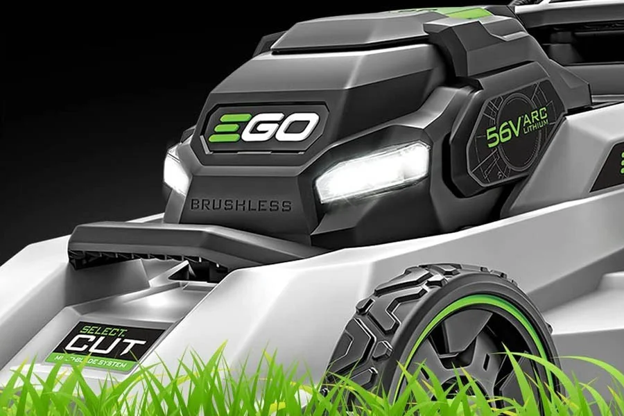 self-propelled electric lawn mower with battery and charger